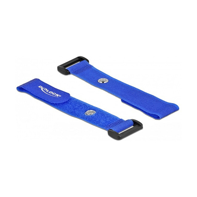 Velcro vezice DELOCK 190x25mm s omčom i ušicom za montažu, plave, 5 komada-1