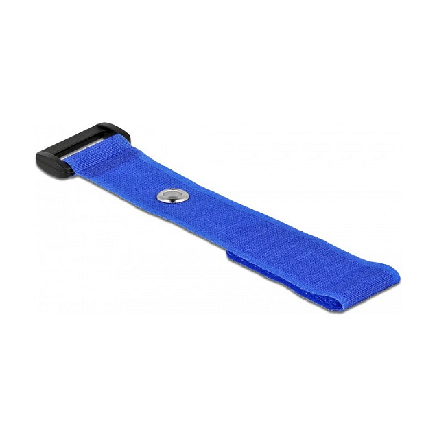 Velcro vezice DELOCK 190x25mm s omčom i ušicom za montažu, plave, 5 komada-2