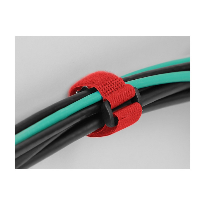 Čičak vezice za kabele DELOCK (280 x 38 mm, s omčom i ušicom, crvene, 3 kom)-3