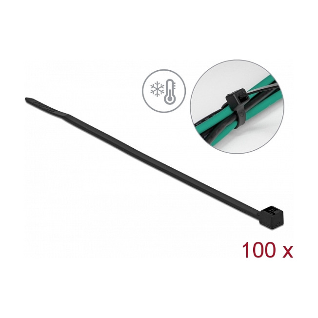 Vezice za kabele DELOCK 100 x 2.5 mm (otporne na hladnoću, 100 kom, crne)-0