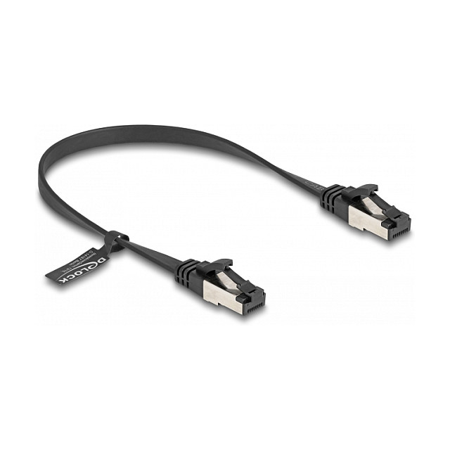 Mrežni kabel DELOCK Cat.8.1 S/FTP 0.25m (Plosnati, 40 Gbps) crni-1