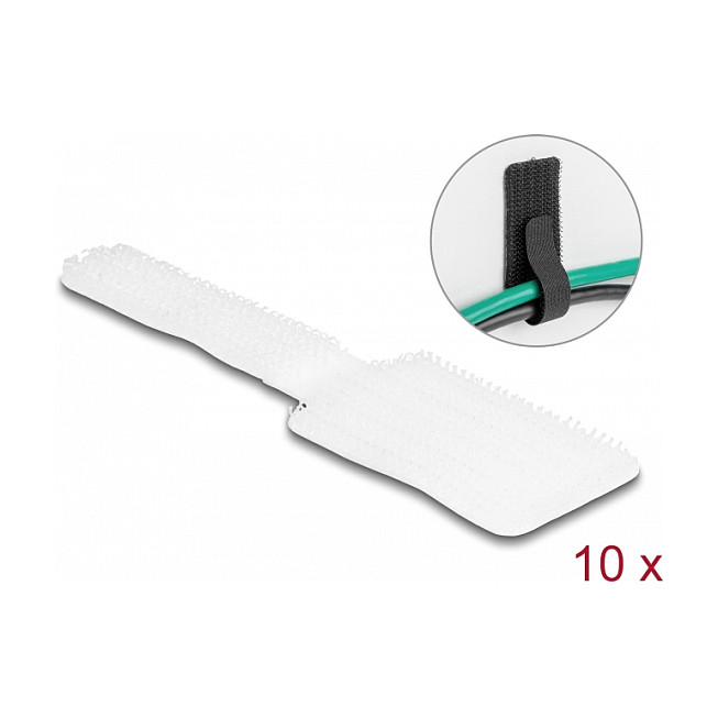Organizator kabela DELOCK Mini čičak vezice 90x24mm samoljepljive (10 kom, bijele)-2