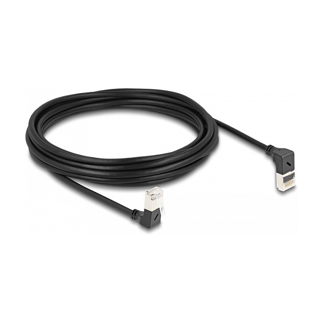 Mrežni kabel DELOCK Cat.6A S/FTP Slim 90° kutni (5 m, crni)