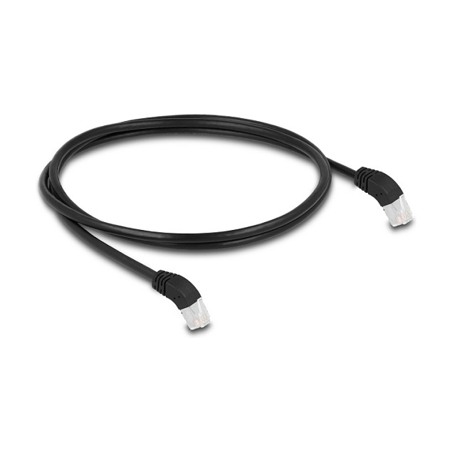 Mrežni kabel DELOCK Cat.6A S/FTP 1m (RJ45, 45° kutni, LSZH) crni-0