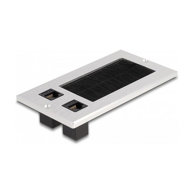 Uvodnica za kabele DELOCK 66896 (s četkom, 2x RJ45 Cat.6 Keystone, aluminij)-0