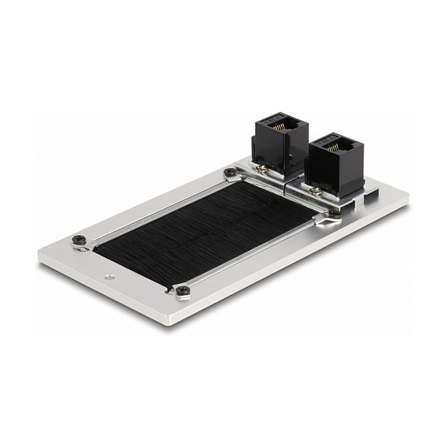 Uvodnica za kabele DELOCK 66896 (s četkom, 2x RJ45 Cat.6 Keystone, aluminij)-1