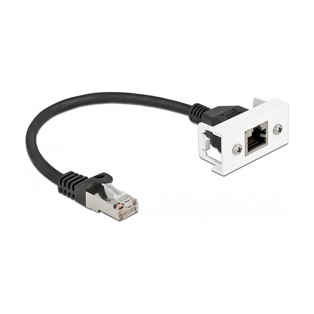 Mrežni produžni kabel DELOCK Easy 45 (S/FTP, Cat.6A, RJ45 M/Ž, 25 cm) crno/bijeli