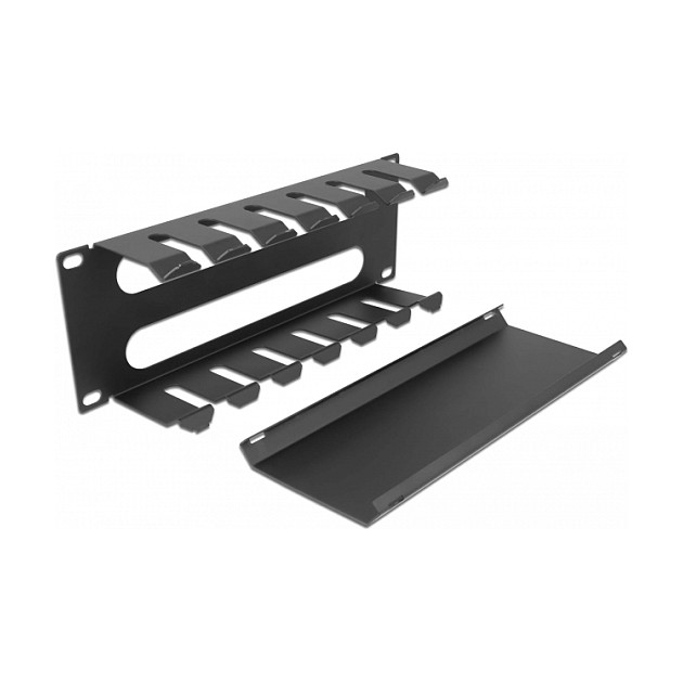 Panel za upravljanje kabelima DELOCK 10" 1U s 2 otvora (za mrežni ormar, metalni)-2