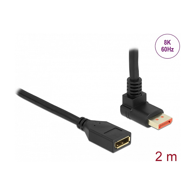 DisplayPort produžni kabel DELOCK 87081 (2m, 8K 60Hz, DP 1.4, 90° kutni konektor)-1