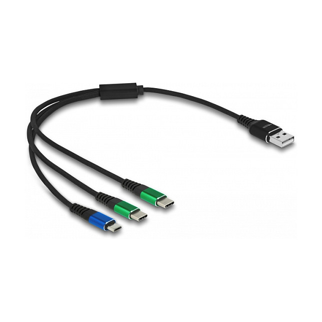 USB kabel za punjenje DELOCK 3-u-1 (USB-A na Micro USB + 2x USB-C) 30 cm