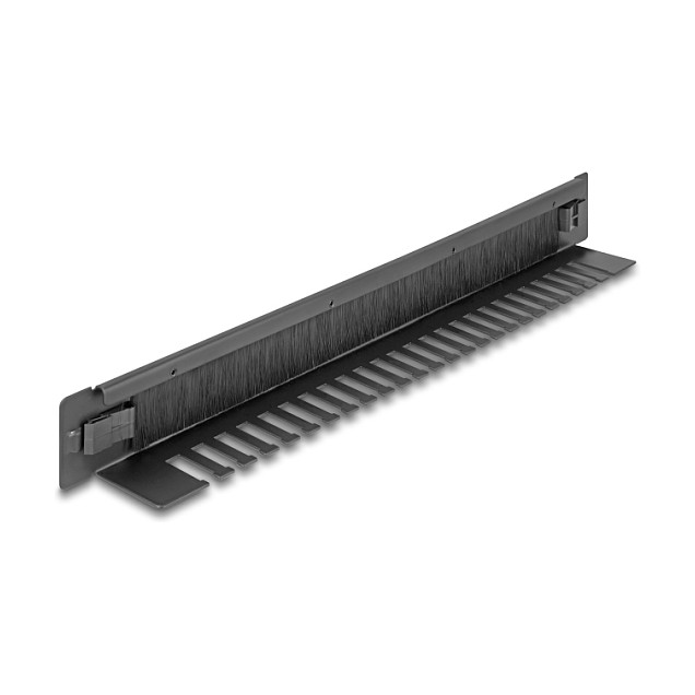 Letva s četkom za rack ormar DELOCK 19" 1U s držačem kabela (montaža bez alata)-0