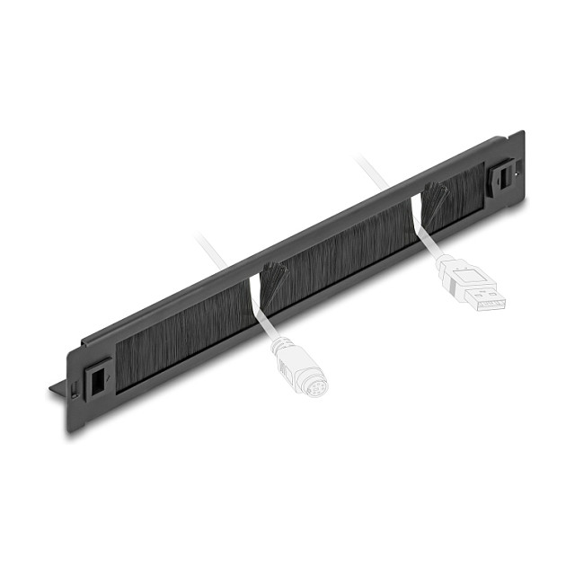 Letva s četkom za rack ormar DELOCK 19" 1U s držačem kabela (montaža bez alata)-1