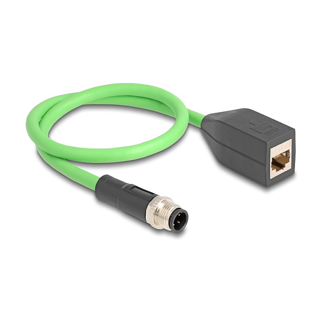 Mrežni kabel DELOCK M12 D-kodirani (4-pin muški na RJ45 ženski, Cat.5e, S/FTP, IP67) 0.5m-0