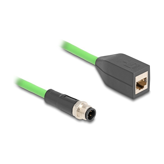 Mrežni kabel DELOCK M12 D-kodirani (4-pin muški na RJ45 ženski, Cat.5e, S/FTP, IP67) 0.5m-2