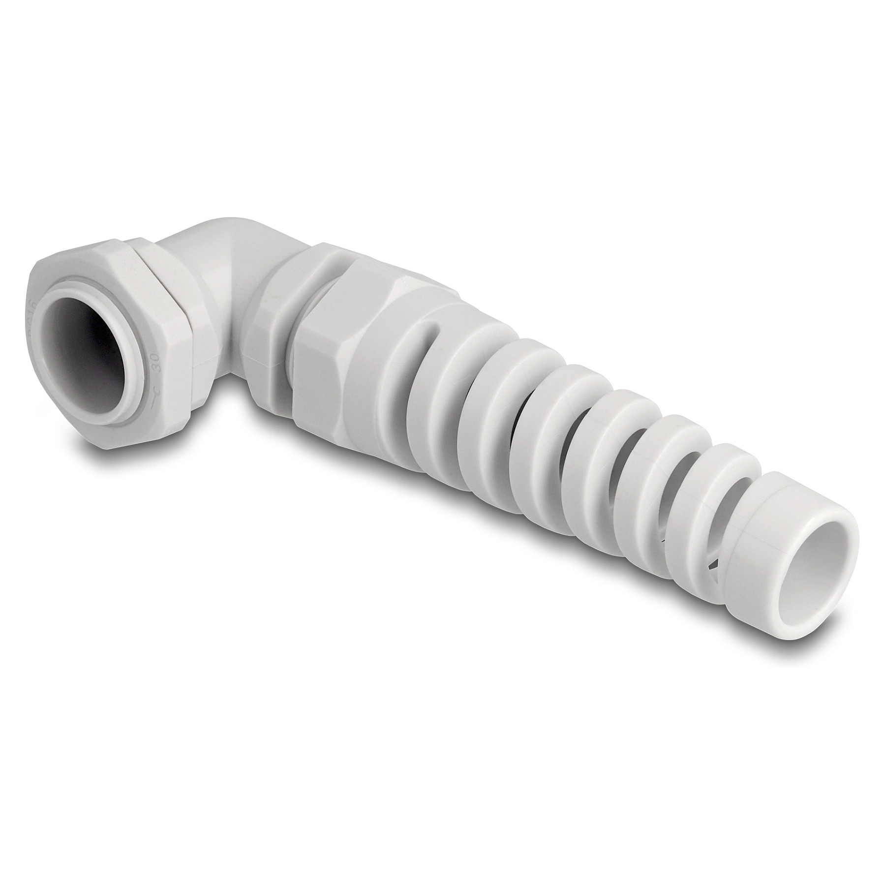 Uvodnica za kabel DELOCK PG16 90° kutna sa zateznim rasterećenjem (IP68, siva)-0