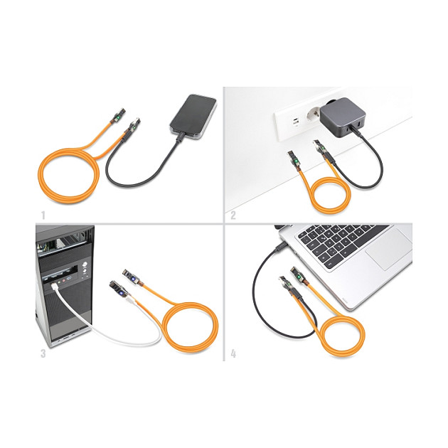 Mrežni kabel DELOCK RJ45 Cat.6A S/FTP sa USB-C Portfinder funkcijom (0.5m, narančasti)-2