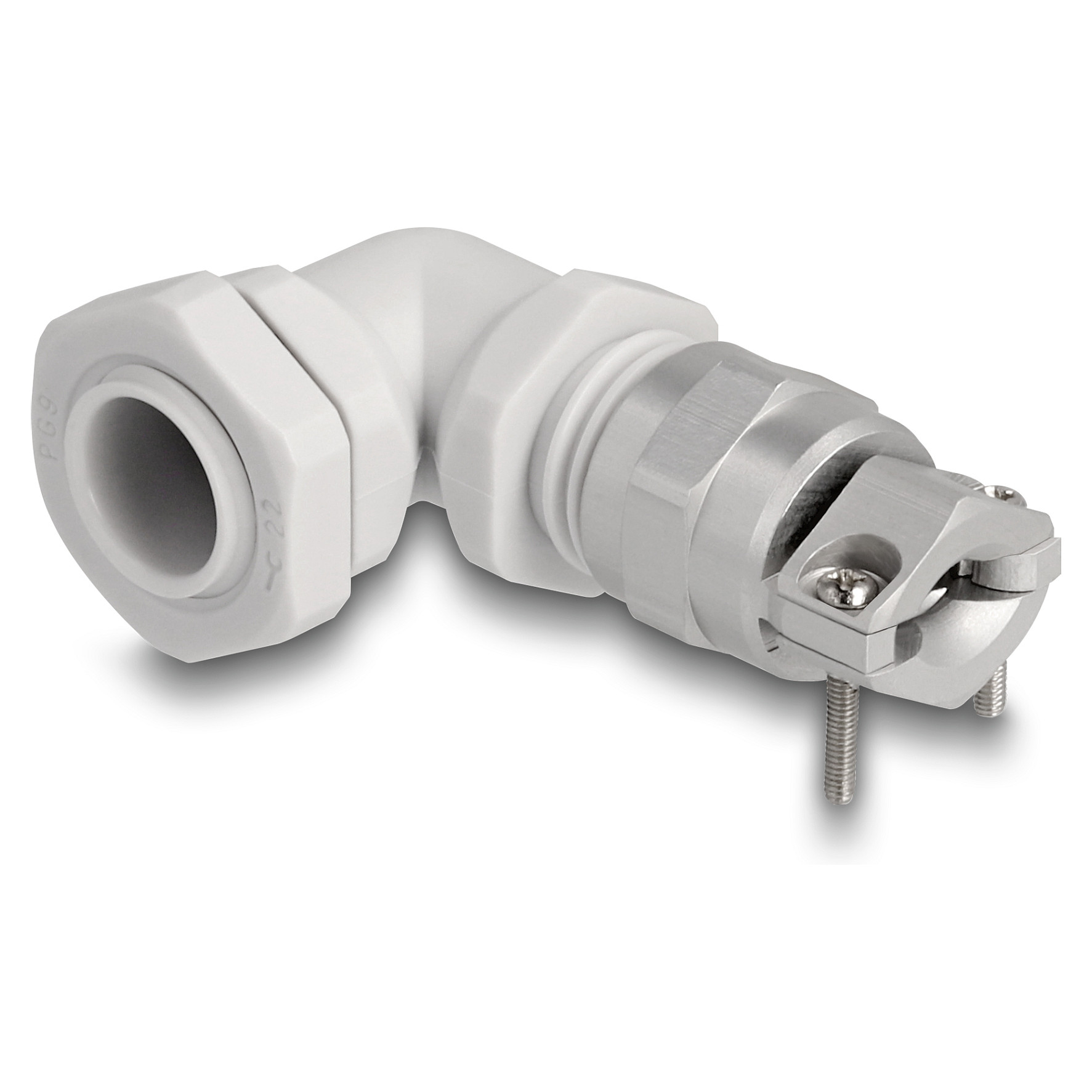 Uvodnica za kabel DELOCK PG9 kutna 90° (IP68, za kabel 4-8 mm, siva)