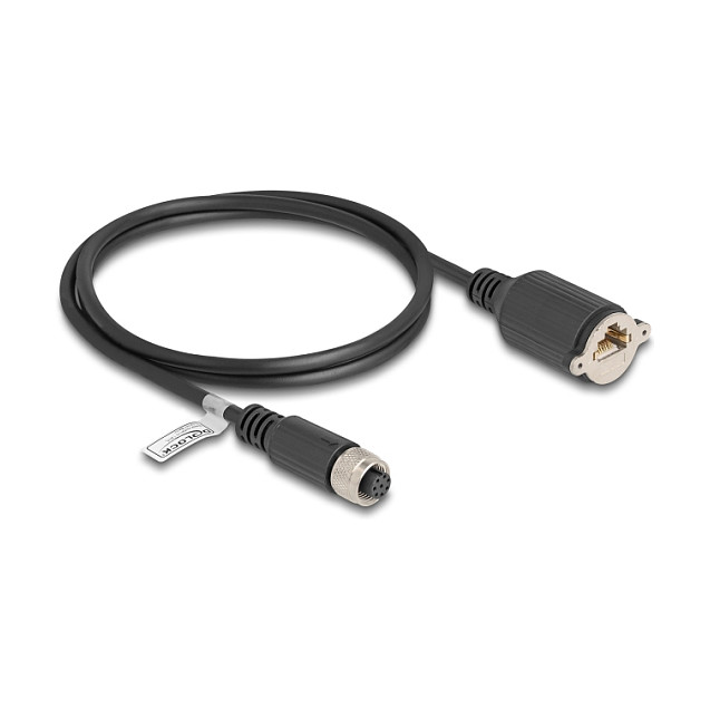 Mrežni kabel DELOCK M12 8-pin (A-kod) na RJ45 (ženski), Cat.5e FTP, 1m, za ugradnju-0