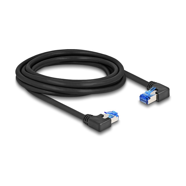 Mrežni kabel DELOCK Cat.6A S/FTP (RJ45, kutni desno/lijevo, 3m, crni)-0