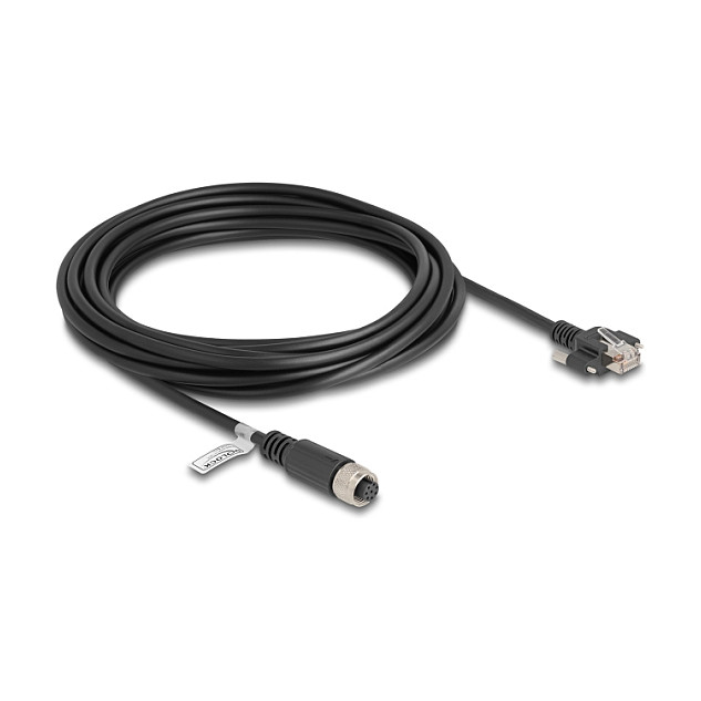 Mrežni kabel DELOCK M12 8-pin (ženski) na RJ45 (muški) Cat.5e FTP 5m, IP67
