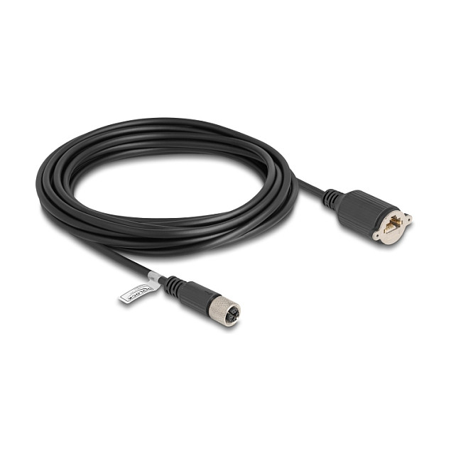 Mrežni kabel DELOCK M12 X-kodirani na RJ45 Cat.6A S/FTP (5m, panelna ugradnja, IP67)