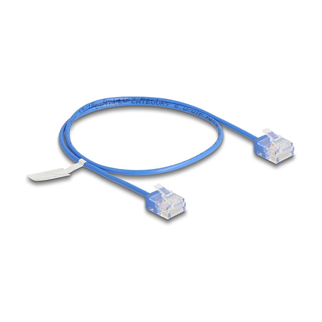 Mrežni kabel DELOCK Cat.6 U/UTP Ultra Slim (0.5m, plavi, kratki konektori)