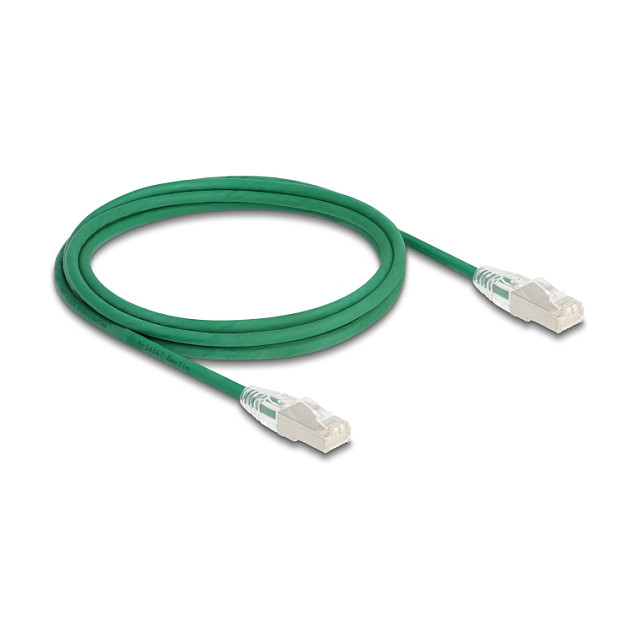 Mrežni kabel DELOCK Cat.6A S/FTP Slim 2m zeleni (LSZH, savijeni konektor)-0