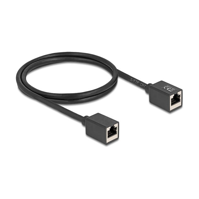 Mrežni produžni kabel DELOCK RJ45 (M/Ž) Cat.6A S/FTP 1m crni (panel-mount)