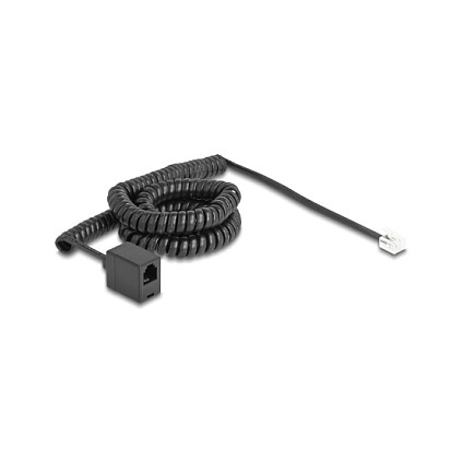 Telefonski spiralni kabel DELOCK RJ11 (M) na RJ11 (Ž) produžni, 5 m, crni-1