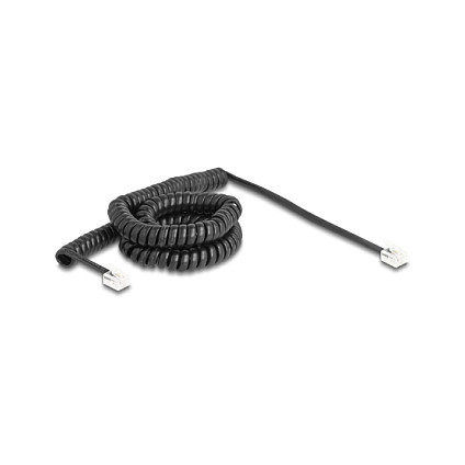 Telefonski kabel DELOCK RJ11 na RJ11 spiralni, 5m, crni-1