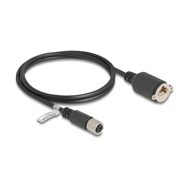 Mrežni kabel DELOCK M12 X-kodirani (ž) na RJ45 (ž) Cat.6A S/FTP 1m, za ugradnju-0