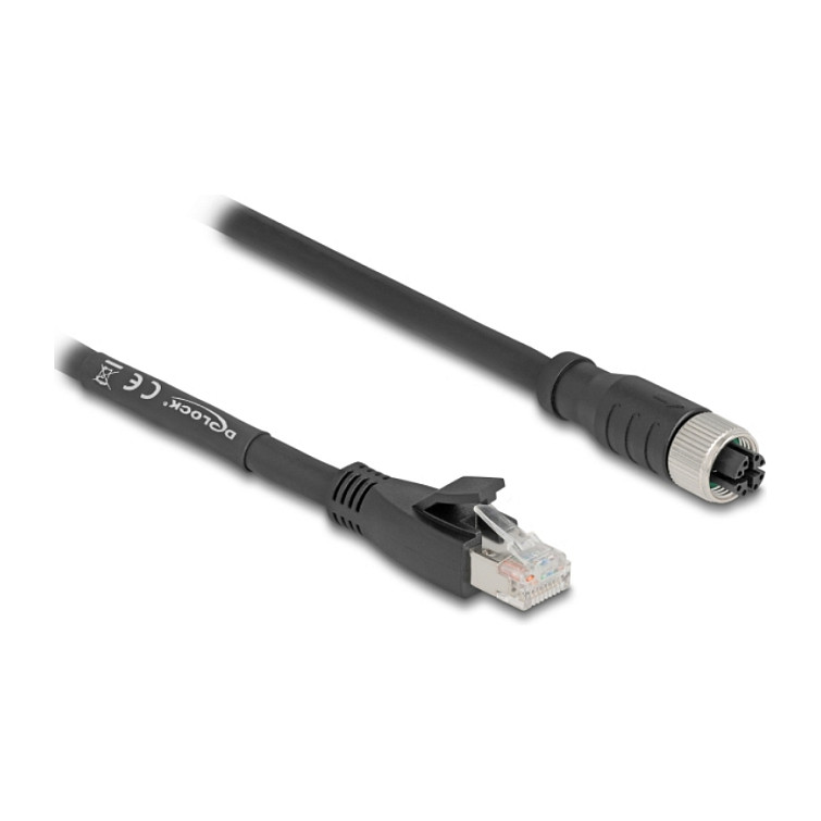 Mrežni kabel DELOCK M12 X-kodirani (ženski) na RJ45 (muški) Cat.5e S/FTP 5m