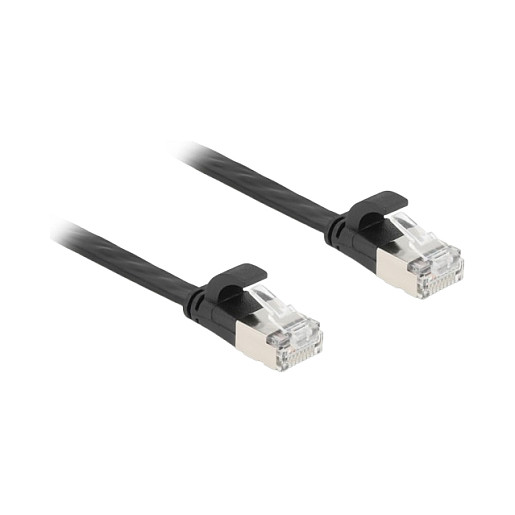 Mrežni kabel DELOCK 81168 Cat.6A U/FTP Flat, 7.5m, crni