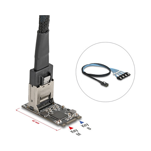 M.2 kontroler DELOCK 64260 (Key B+M na 4 x SATA, JMB585, M.2 2242)-1