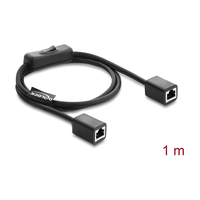 Mrežni kabel s prekidačem DELOCK 81566 (Cat.6, F/UTP, 1 m, RJ45 ženski/ženski)