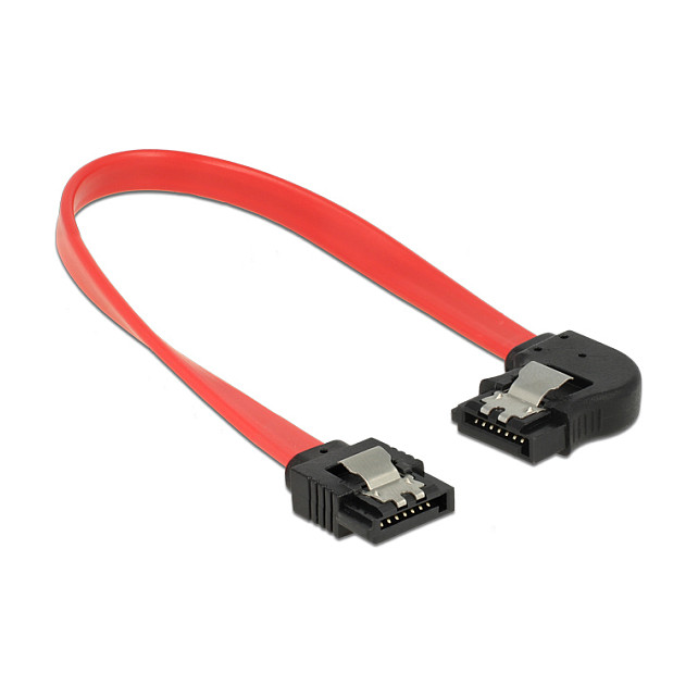 SATA kabel DELOCK 83962 (20 cm, 6 Gb/s, ravni na lijevi kutni konektor, crveni)