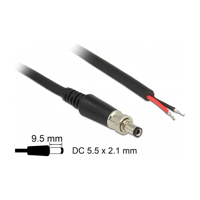 Kabel za napajanje DELOCK DC 5.5 x 2.1 mm na otvorene krajeve 95 cm (89907)
