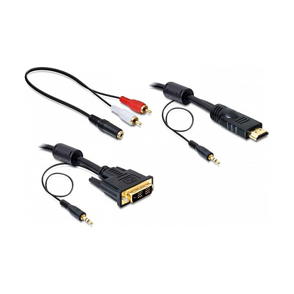 Kabel DELOCK DVI-D (24+1) na HDMI 2m s 3.5mm audio priključkom-0