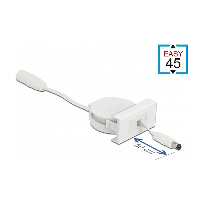 Modul s kabelom na izvlačenje DELOCK Easy 45 DC 5.5 x 2.1 mm (50 cm, bijeli)-1