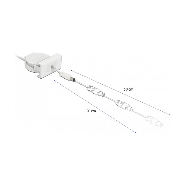 Modul s kabelom na izvlačenje DELOCK Easy 45 DC 5.5 x 2.1 mm (50 cm, bijeli)-2
