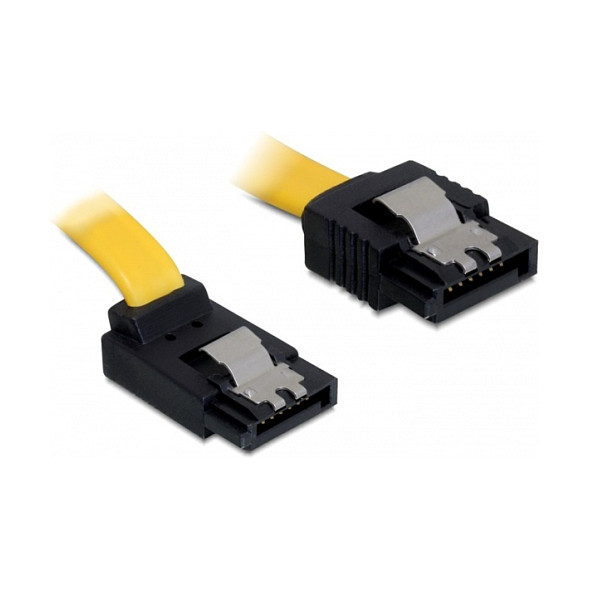 SATA kabel DELOCK 6 Gb/s (30 cm, ravni na kutni konektor, žuti)
