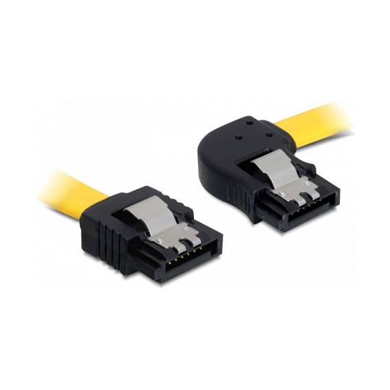 SATA kabel DELOCK 82828 (30 cm, 6 Gb/s, ravni na kutni konektor) žuti