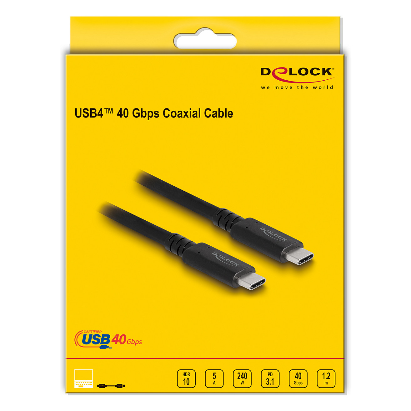 USB-C kabel DELOCK USB4 1.2m (40 Gbps, 240W PD 3.1, 8K 60Hz)-2