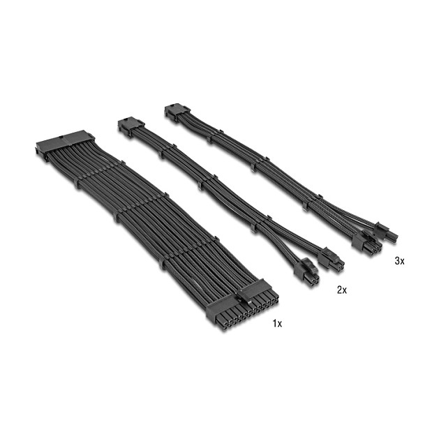 Set produžnih kablova za napajanje DELOCK 84541 (30 cm, 6 kom, crni)-0