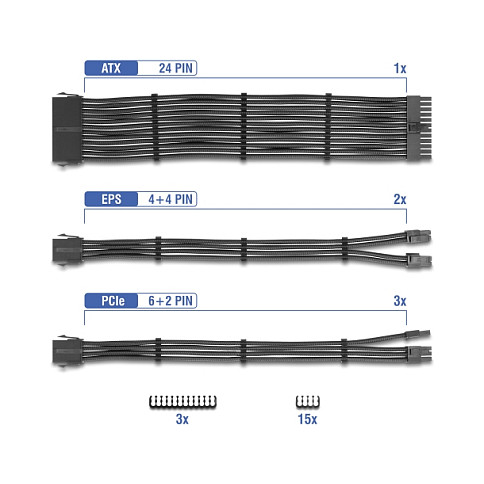 Set produžnih kablova za napajanje DELOCK 84541 (30 cm, 6 kom, crni)-1