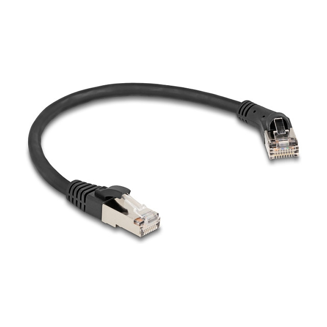 Mrežni kabel DELOCK Cat.8.1 S/FTP (RJ45 pod kutom 45°, 0.25m, 40 Gbps) crni