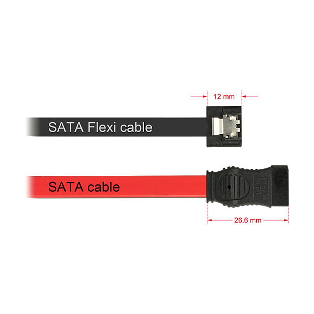 SATA kabel DELOCK 6 Gb/s FLEXI (20 cm, ravni konektori, metalne kopče)-1