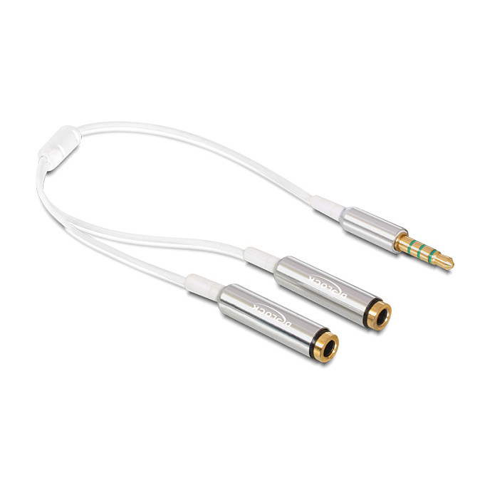 Audio splitter kabel DELOCK 65576 (3.5mm 4-pin muški > 2x 3.5mm 4-pin ženski, 25 cm)-0