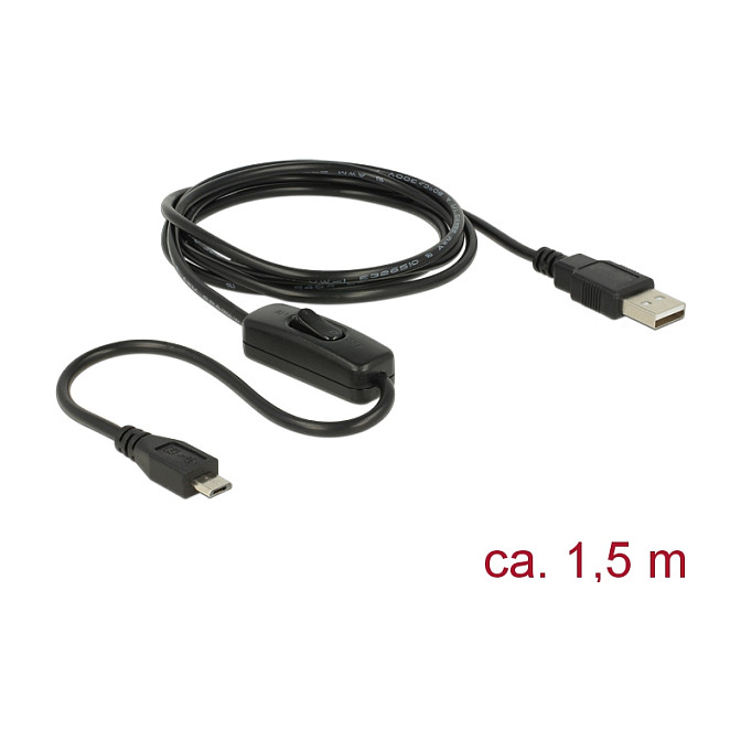 USB kabel za napajanje DELOCK 84803 (USB-A na Micro-B, s prekidačem, 1.5 m, za Raspberry Pi)-0