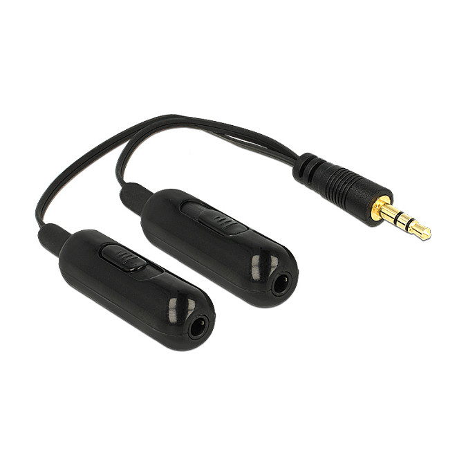 Audio splitter kabel DELOCK 65683 (3.5mm na 2x 3.5mm, kontrola glasnoće, 19 cm)-0